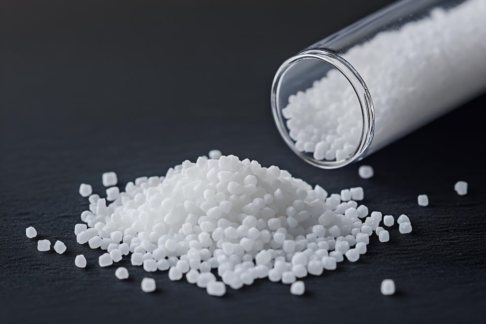 简约风格白色颗粒物透明玻璃管黑色背景商业照片（商业使用）